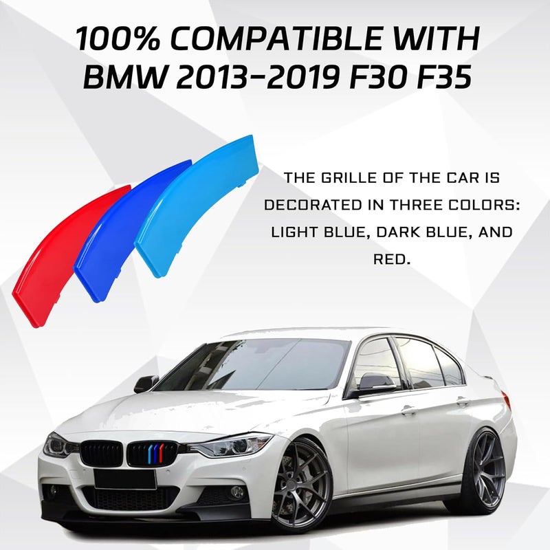 SamWinGear Grille Insert Trims for BMW Front Grill Inserts M-Colored Snap-on Grill Mesh Trims Strips for BMW 2013-2019 F30 F35 3 Series 11-Beam Grille Classic Decorative Accessories(11 Beams) - Image 5
